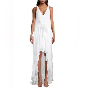 UNGARO Sheridan Pleated High Low Maxi Dress XL $895